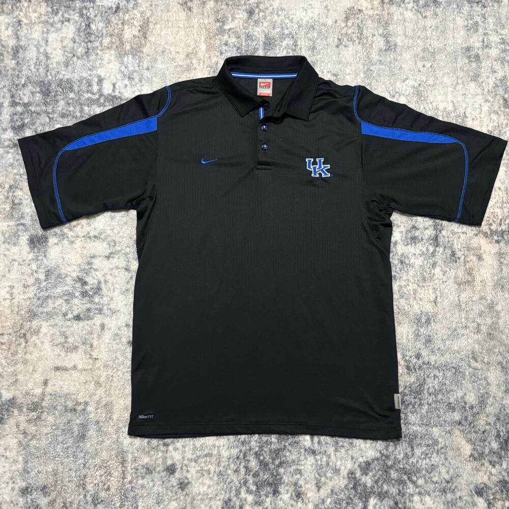Vintage Nike Kentucky Wildcats Nike Fit Golf Polo Shirt Black Mens Size Large